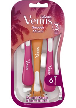 Набор одноразовых женских станков Gillette Venus 3 Smooth Miami, 6 шт